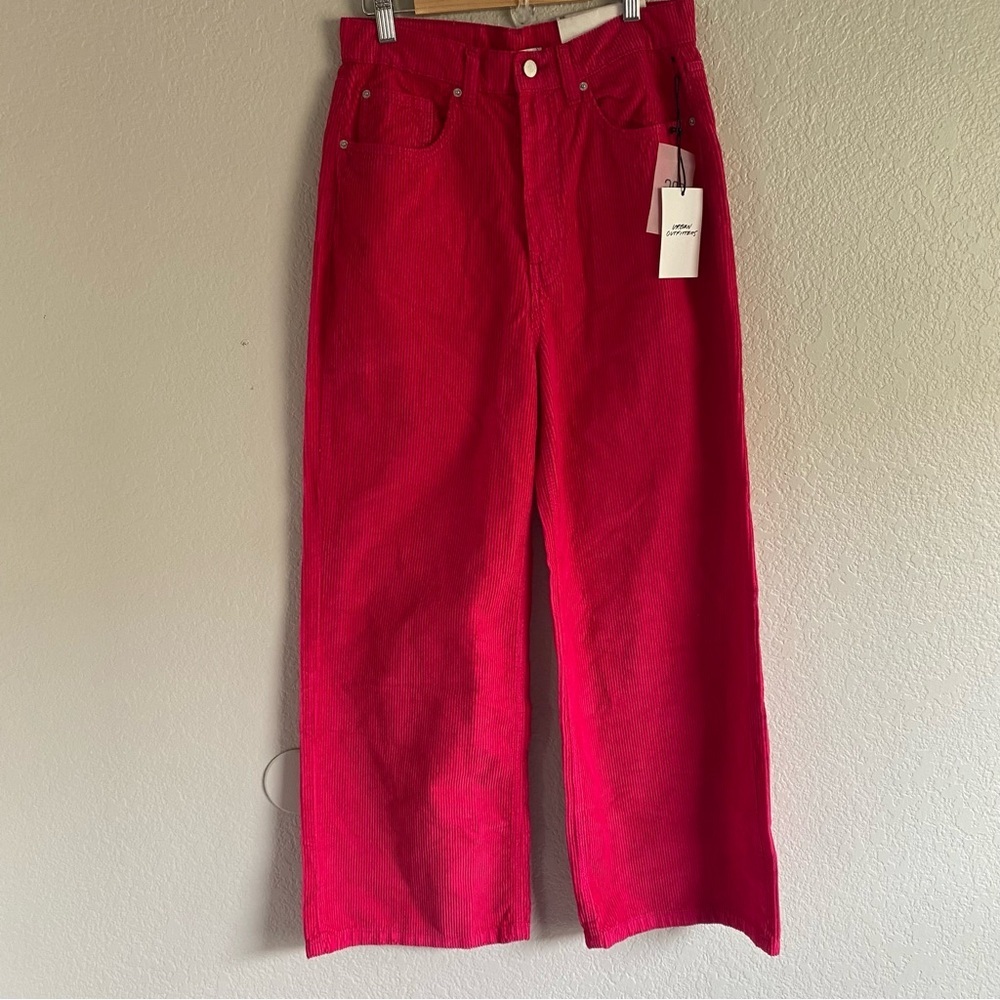 Urban Outfitters BDG Baggy Corduroy Straight Leg Pant Hot Pink